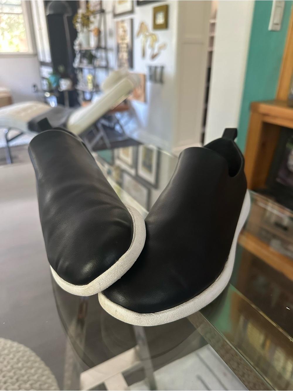 Aldo Black Slip-On Shoes with White Sole, 8.5